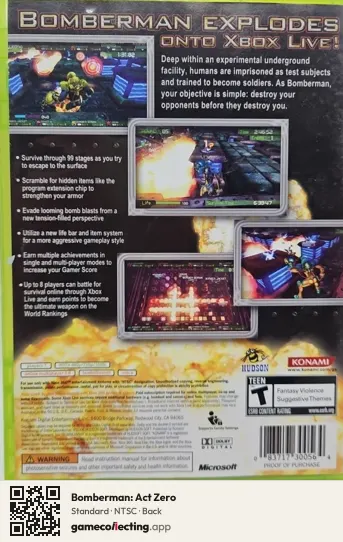 Bomberman: Act Zero Xbox 360, NTSC box back