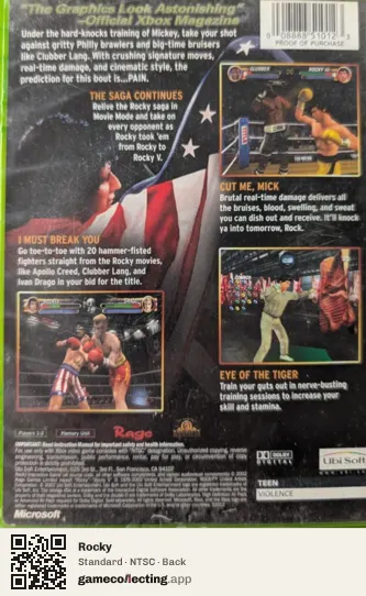 Rocky Xbox, NTSC box back