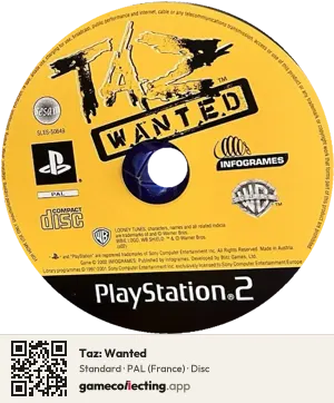 Taz: Wanted PlayStation 2, PAL disc