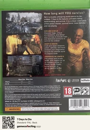 7 Days to Die Xbox One, PAL box back