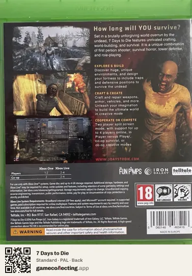 7 Days to Die Xbox One, PAL box back