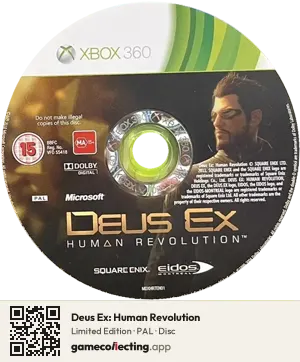 Deus Ex: Human Revolution Xbox 360, PAL disc