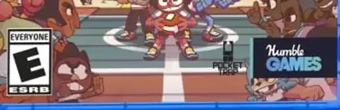 Dodgeball Academia, the ESRB box on its front