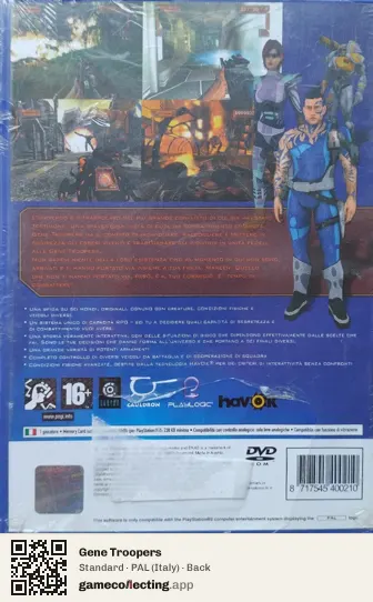 Gene Troopers PlayStation 2, Italy box back