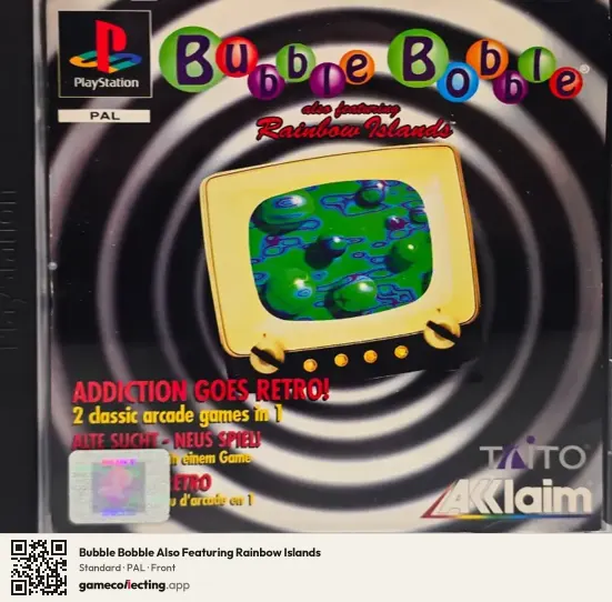 Bubble Bobble Also Featuring Rainbow Islands PlayStation, PAL box front