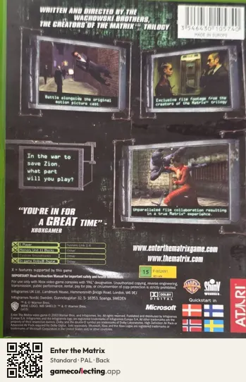 Enter the Matrix Xbox, PAL box back