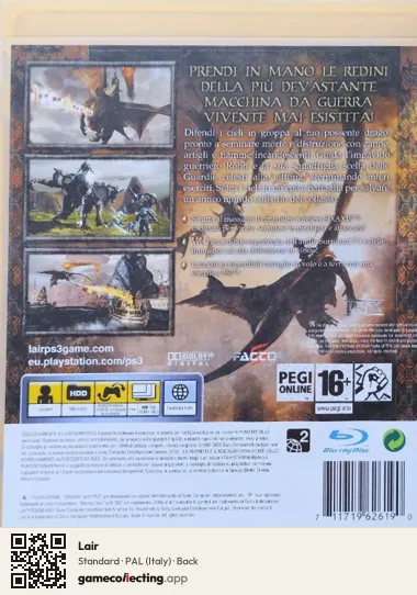 Lair PlayStation 3, Italy box back
