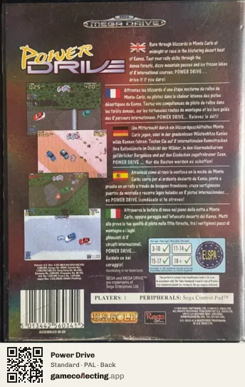 Power Drive Sega Mega Drive / Genesis, PAL box back