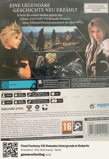 Final Fantasy VII Remake Intergrade & Rebirth PlayStation 5, Germany box back