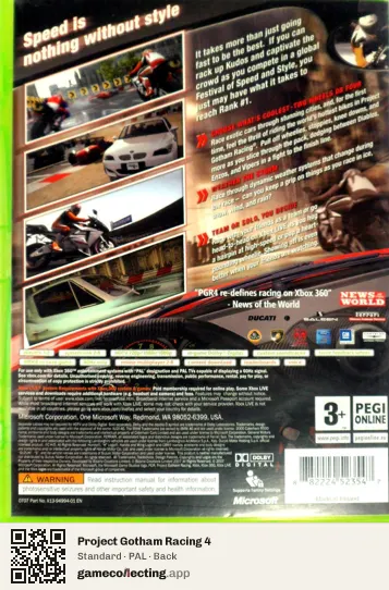 Project Gotham Racing 4 Xbox 360, PAL box back