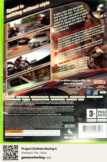 Project Gotham Racing 4 Xbox 360, PAL box back