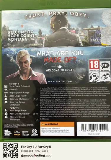 Far Cry 4 / Far Cry 5 Xbox One, PAL box back