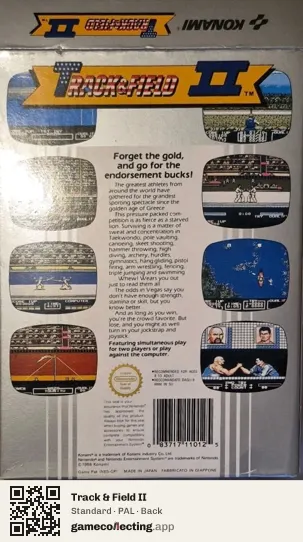 Track & Field II Nintendo Entertainment System, PAL box back
