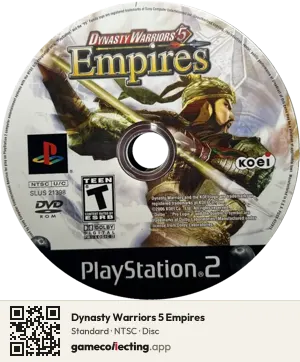Dynasty Warriors 5 Empires PlayStation 2, NTSC disc
