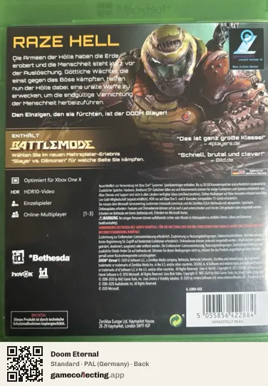 Doom Eternal Xbox One, Germany box back