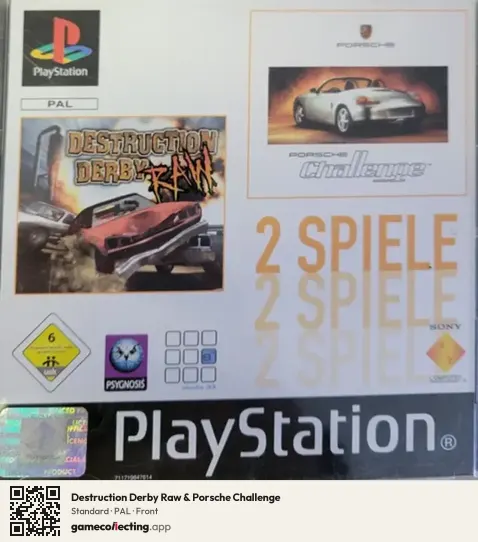 Destruction Derby Raw & Porsche Challenge PlayStation, PAL box front