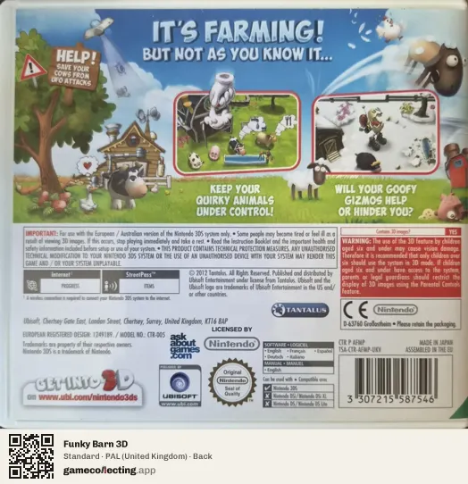 Funky Barn 3D Nintendo 3DS, United Kingdom box back