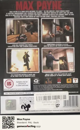 Max Payne PlayStation 2, PAL box back