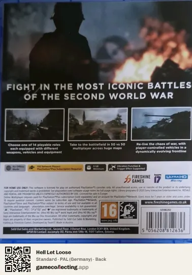 Hell Let Loose PlayStation 5, Germany box back