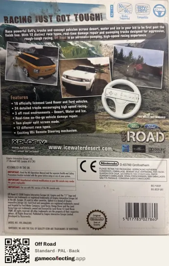 Off Road Nintendo Wii, PAL box back