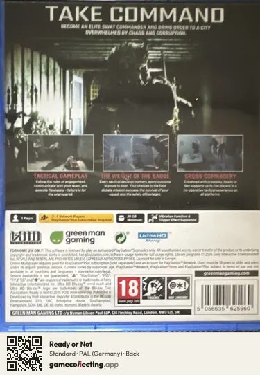Ready or Not PlayStation 5, Germany box back