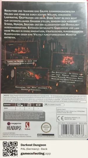 Darkest Dungeon Nintendo Switch, Germany box back