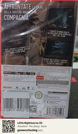 Little Nightmares III Nintendo Switch 2, Italy box back