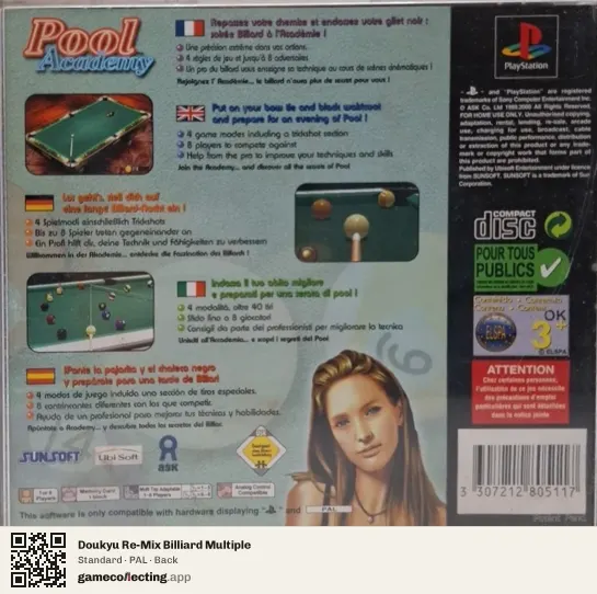 Doukyu Re-Mix Billiard Multiple PlayStation, PAL box back