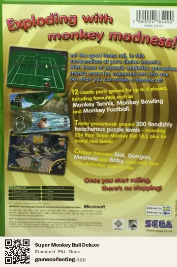 Super Monkey Ball Deluxe Xbox, PAL box back