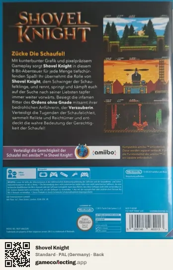 Shovel Knight Nintendo Wii U, Germany box back