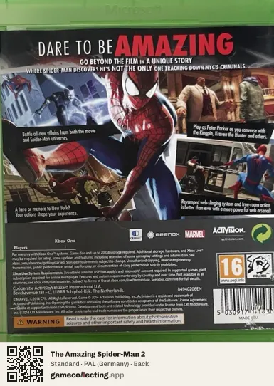 The Amazing Spider-Man 2 Xbox One, Germany box back