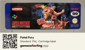 Fatal Fury Super Nintendo Entertainment System, PAL cartridge label