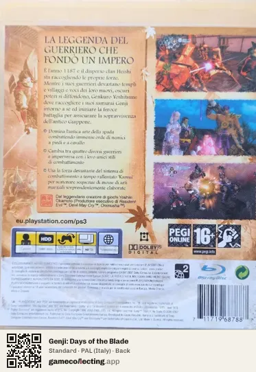 Genji: Days of the Blade PlayStation 3, Italy box back