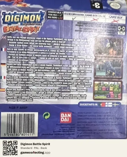 Digimon Battle Spirit Game Boy Advance, PAL box back