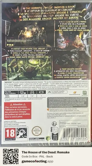 The House of the Dead: Remake Nintendo Switch, PAL box back