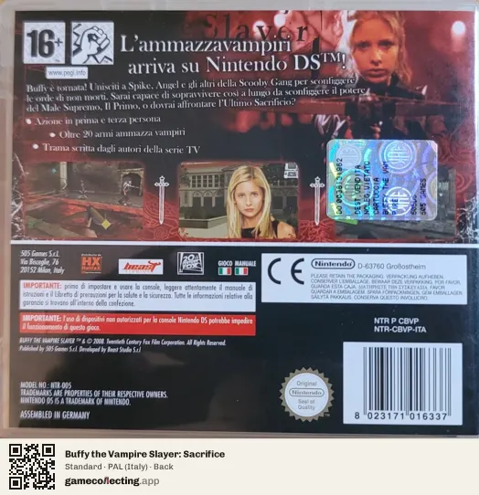 Buffy the Vampire Slayer: Sacrifice Nintendo DS, Italy box back