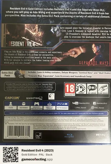 Resident Evil 4 (2023) PlayStation 4, PAL box back