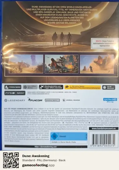 Dune: Awakening PlayStation 5, Germany box back