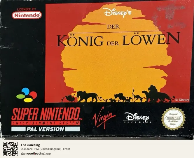 The Lion King Super Nintendo Entertainment System, United Kingdom box front