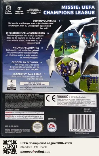 UEFA Champions League 2004-2005 Nintendo GameCube, PAL box back