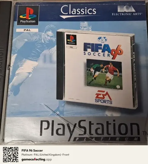 FIFA 96 Soccer PlayStation, United Kingdom box front
