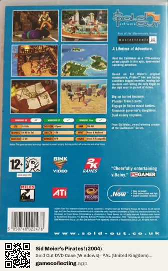 Sid Meier's Pirates! (2004) Computer, United Kingdom box back
