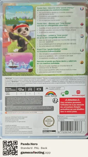 Panda Hero Nintendo Switch, PAL box back