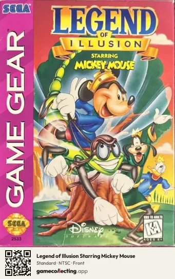 Legend of Illusion Starring Mickey Mouse Sega Game Gear, NTSC box front