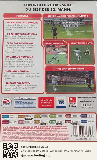 FIFA Football 2003 Computer, Germany box back