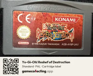 Yu-Gi-Oh! Reshef of Destruction Game Boy Advance, PAL cartridge label
