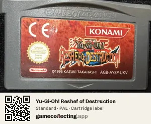Yu-Gi-Oh! Reshef of Destruction Game Boy Advance, PAL cartridge label