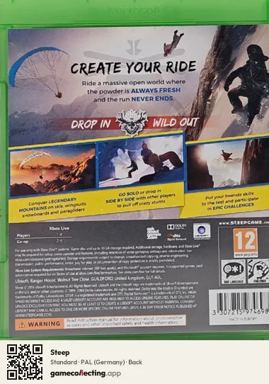 Steep Xbox One, Germany box back
