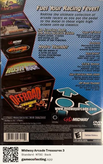 Midway Arcade Treasures 3 PlayStation 2, NTSC box back
