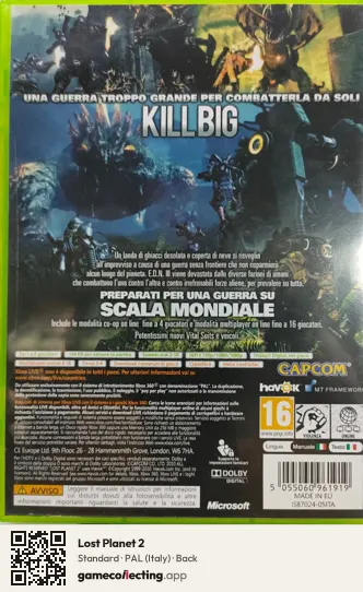 Lost Planet 2 Xbox 360, Italy box back